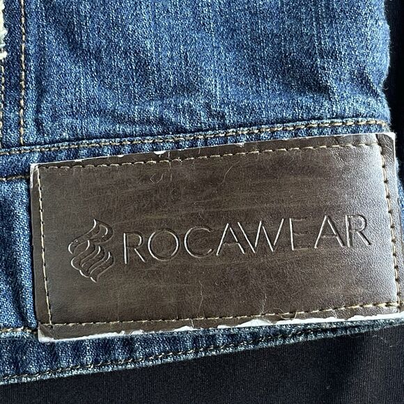 Rocawear Jean Vest Mens Medium Cotton Y2K Raw Hem Button Up Denim Logo - Picture 7 of 15